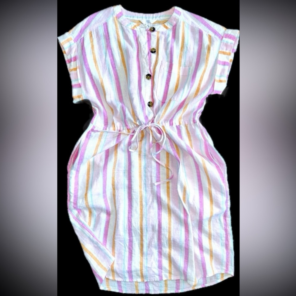 Time and Tru Women’s Linen Dress w/Stripes. M/NWT ~ LG/ Worn once.